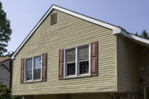 Vinyl siding on home with window frames